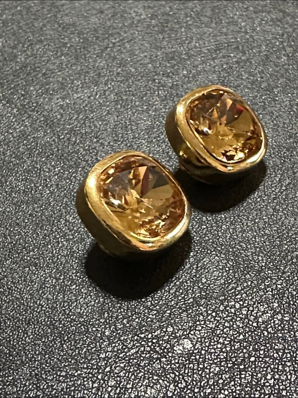 Christian Dior Gold Crystal Vintage Clip On Earrings
